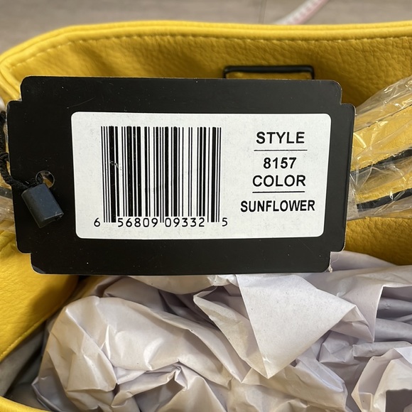 Madi Claire "Brook" Pebble Grain Shoulder Bag w/Adjustable Strap-SunflowerYellow - Picture 8 of 11